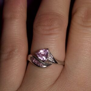 Sapphire diamond 10K white gold ring